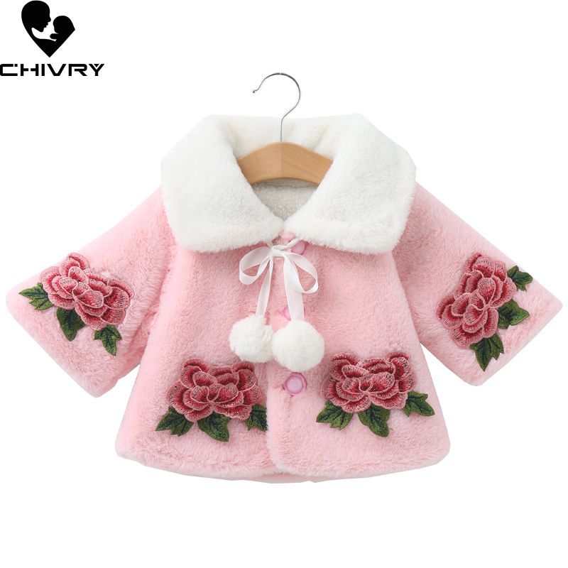 Babymeisjes herfst winter wollen cape jas omslagkraag vintage rozen dikke jassen bovenkleding kleding