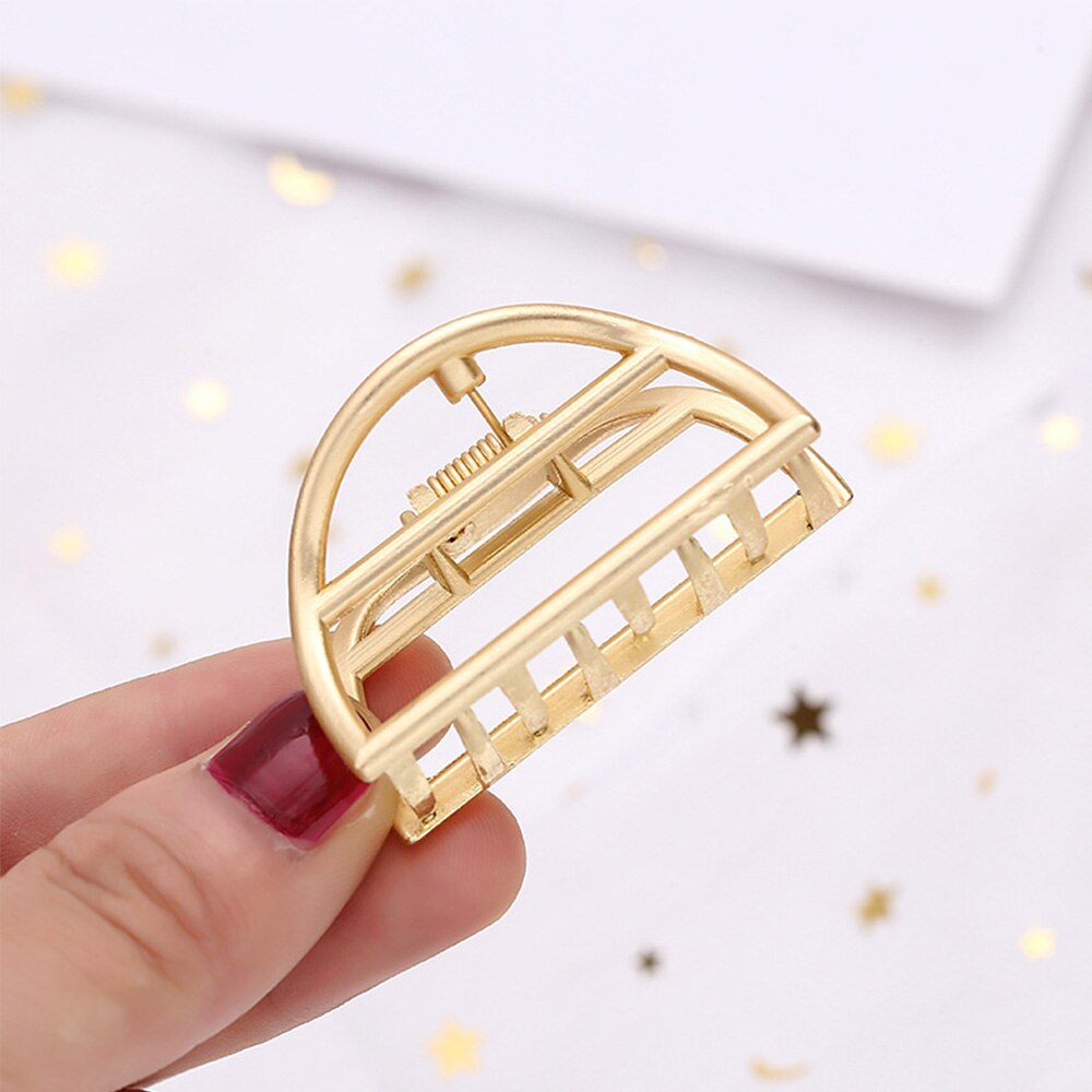 9Styles 2Colors Geometric Hair Claw For Women Girl Clamps Hair Crab Metal Gold Hair Clip Claw Accessories Hairpins Ornament: B gold