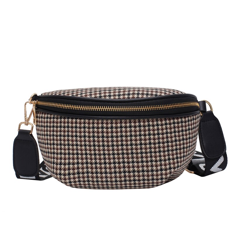 Frauen Gestreifte Taille Tasche fanny Pack PU Leder Schulter Crossbody Brust Taschen Weibliche Gürtel Tasche Banane Hüfte geldbörse: Braun Taille Tasche