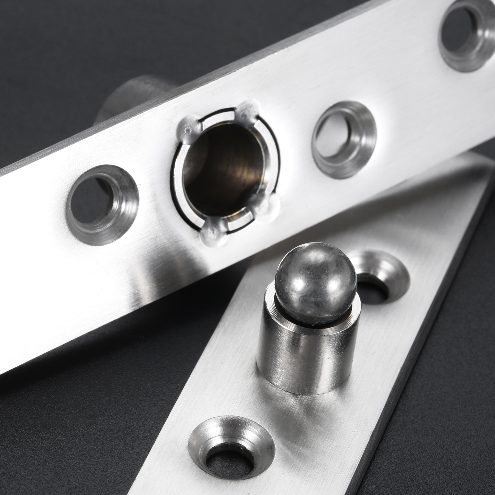 Charnière Pivotante pour Porte Rotative Résistante à 360 °, avec Emplacement Haut et Bas, Arbre Caché, 73/95mm, en Acier Inoxydable, Argent, 1 Ensemble