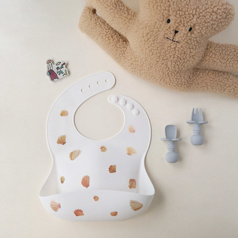Ins estilo nórdico babadores de silicone do bebê padrão floral antifouling infantil impermeável bib dinnerware bib alimentação roupas avental luz: shell