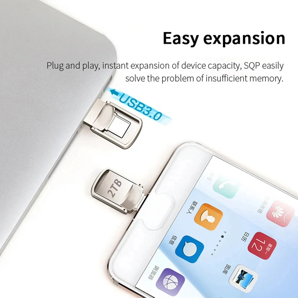 Xiaomi 2TB USB Flash Drive 3.2 Type C PenDrive Memory Stick 256GB 1TB 2TB Pen Drive Flash Disk voor PC Smartphone Opslag U Disk