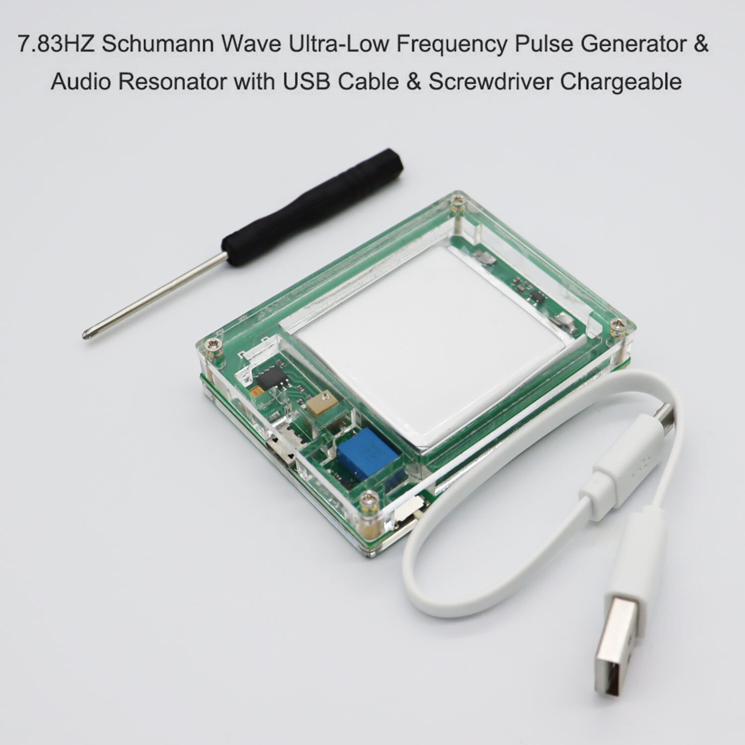 Generador de pulso de onda de resonancia Schumann de 7,83 hz con Cable USB y destornillador recargable, Frecuencia Ultra Baja de onda Schumann de 7,83 HZ