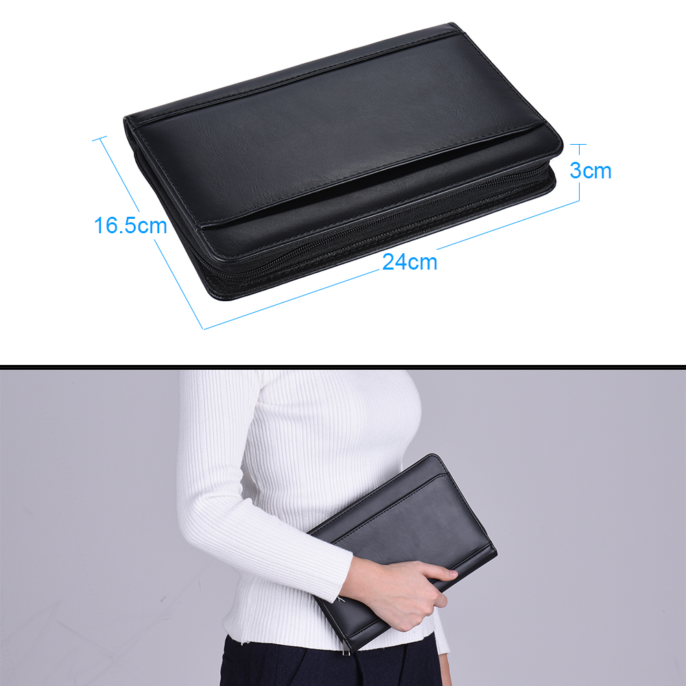 Pu Lederen Manager Map Business Draagbare Map Document Case Organizer Met Visitekaarthouder Memo Note Pad Voor Kantoor