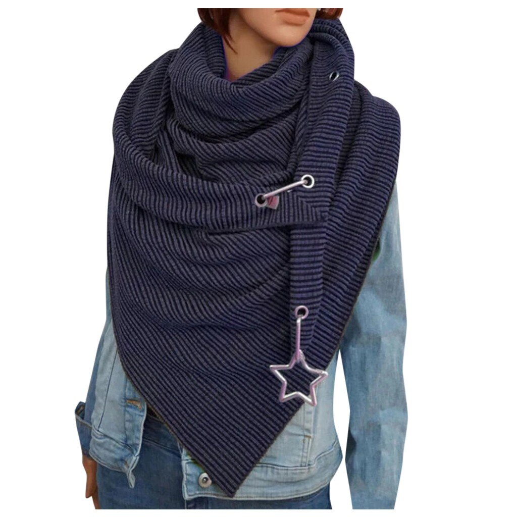 *@ Winter Women Scarf Wrap Warm Scarves Women Solid Scarf Retro Female Multi-purpose Shawl Scarf Button Wrap Shawls