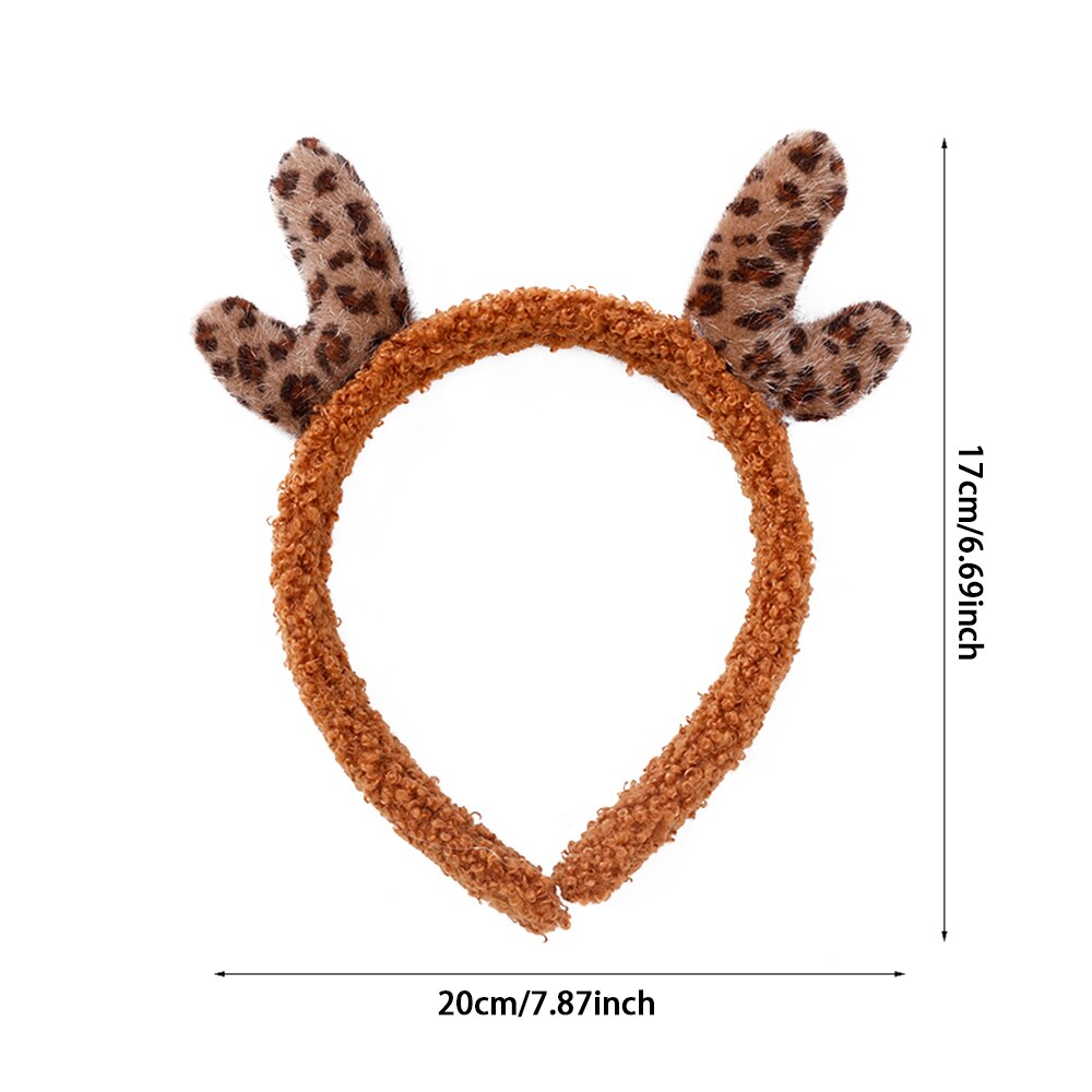 1pc Nette Plüsch Stirnband Elk Geweih Leopard Muster Geweih Stirnband Weihnachten Kopfschmuck Dekoration Mädchen Haar-accessoire: 2