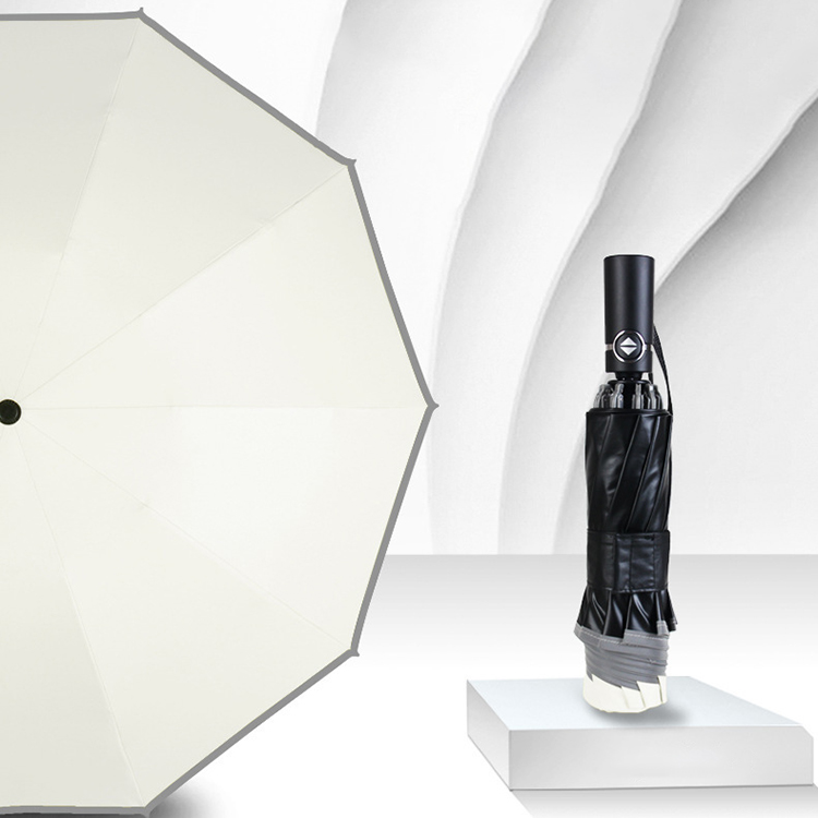 Only Jime Automatic Reverse Umbrella Windproof Umbrellas Folding Waterproof Folding Reverse Umbrella Rain Gear: White