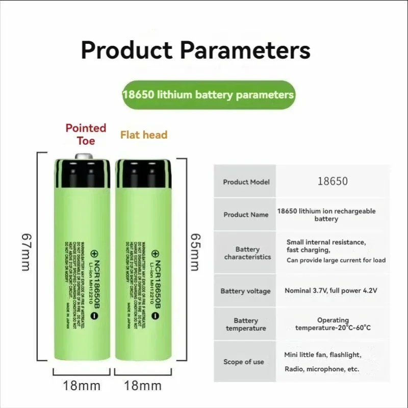 NCR18650B 3400mAh battery brand original 3.7V 12A discharge rechargeable lithium battery flashlight battery+USB charger