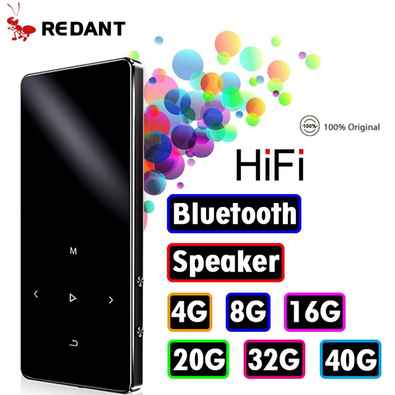 MP3 Speler met bluetooth Speaker touch toetsen hi fi fm radio mini USB mp3 sport MP 3 HiFi muziekspeler draagbare metalen walkman