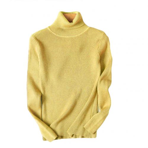 Dam tröjor vinter höst tröja med turtle neck elastisk smal stickad pullover bottentröja dam pullovers tröjor: Ingefära