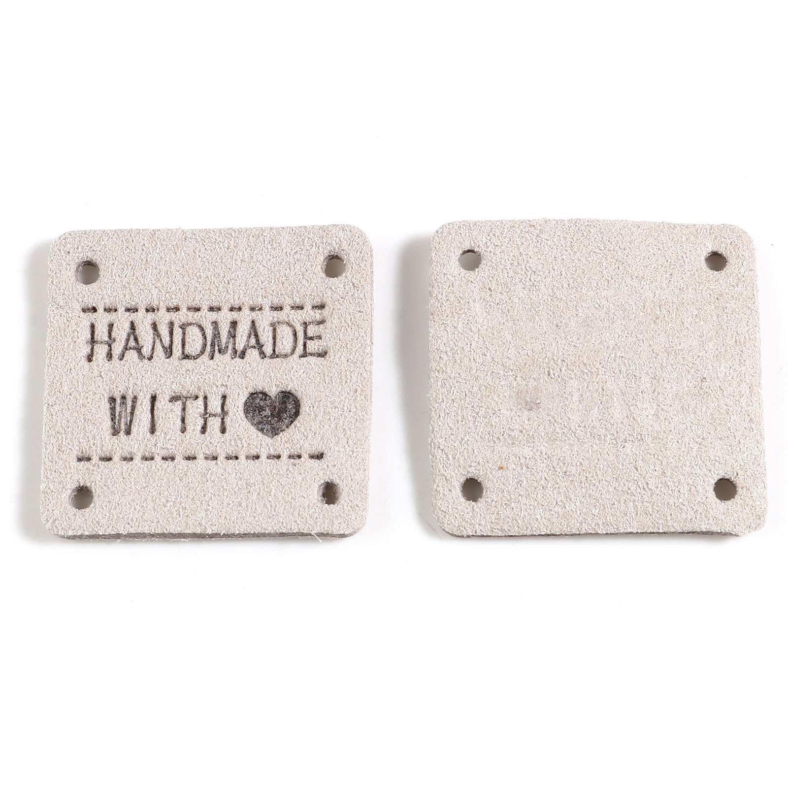 20 sztuk ręcznie wykonane z miłością odzież tłoczone etykiety sztuczny zamsz Lether etykiety tagi plac do szycia odzieży Knitting Tag 25x25mm: 13