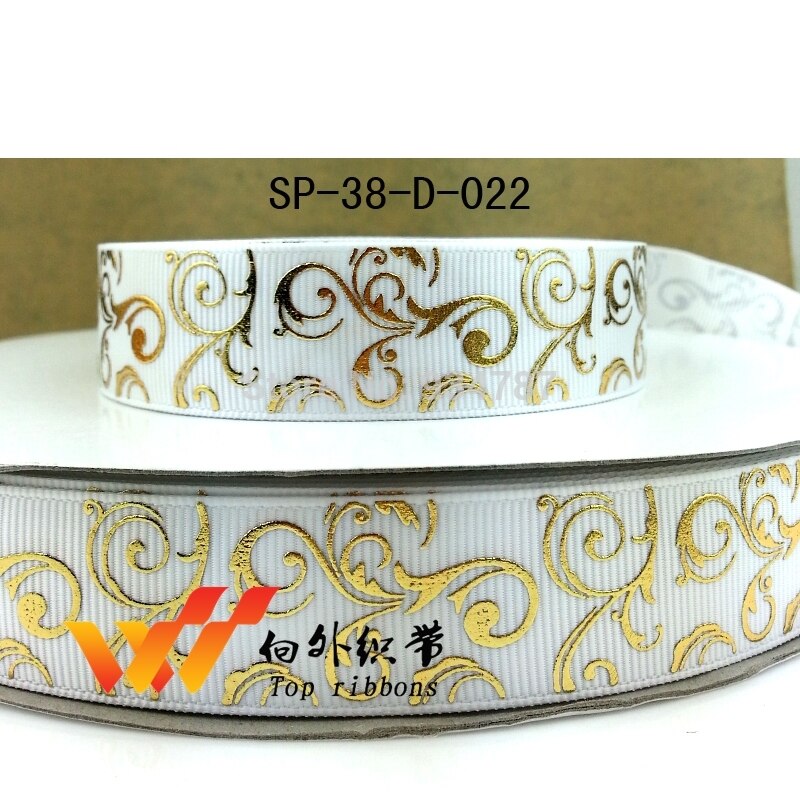 50 yard gold swirl foil printed grosgrain ribbon sp-G-38