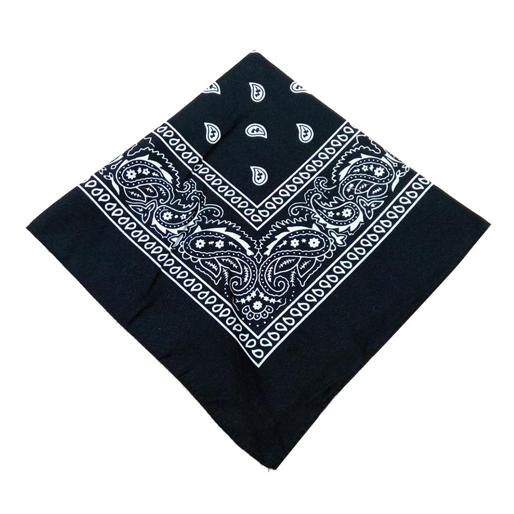 Bandana de style Hip Hop, châle carré de 55Cm, bandeau Paisley imprimé en noir et rouge pour femmes, hommes, garçons et filles,: Black