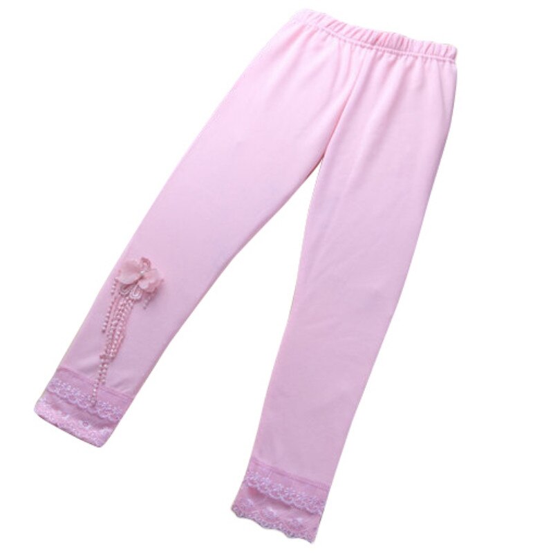 Kids Meisjes Ballet Dans Kant Vlinder Leggings Kinderen Stretch Slim Broek Broek 2-7Y: pink / 6