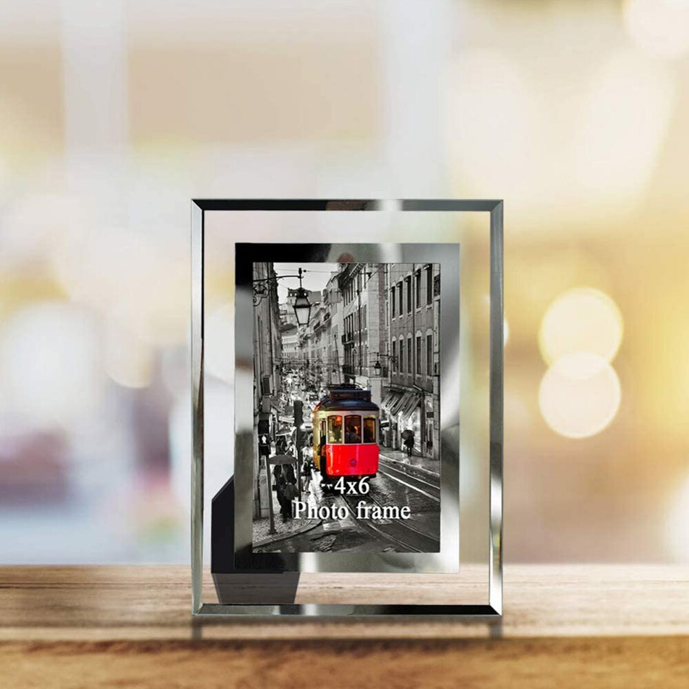 Photo frame 6x4 glass photo frame is very suitable for home wedding office restaurant business silver photo frame: Default Title