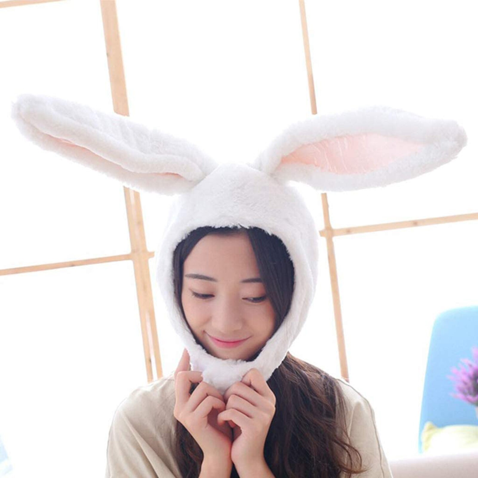 Cute Girls Hat Plush Rabbit Bunny Ears Hat Earflap Cap Head Warmer Photo Supplies Hat with earflaps bunny hat Headgear Hats
