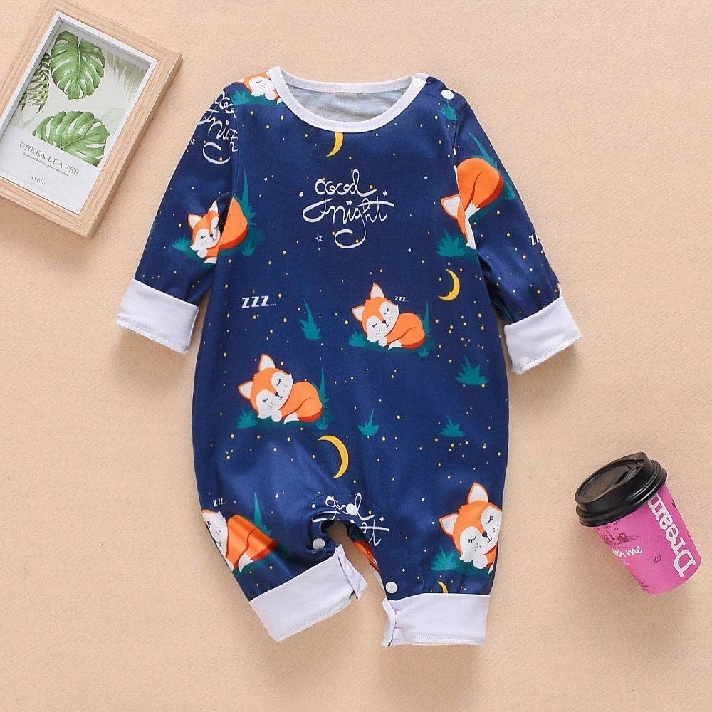 Born Kids Baby Boy Girl Long Sleeve Casual Infant Animal Cute Printed Cotton Hoddies Rompers Winter Romper Playsuit Clothes