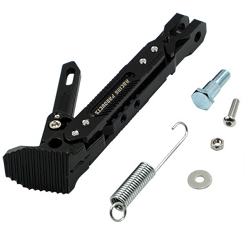 Motorcycle CNC Verstelbare Kick Stand Elektrische Voertuig Zijsteun Zijframe Aluminium Motorfiets Modificatie Accessoires: Black