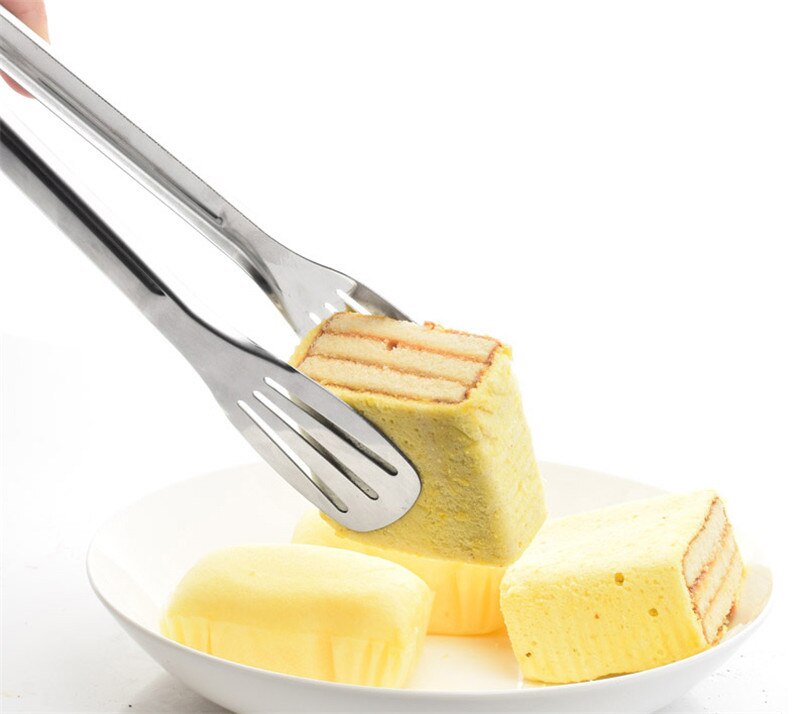 Serveringstænger rustfrit stål klip mad tang grill salat brød tilbehør klip køkken madlavningsværktøj brød mini grillværktøj