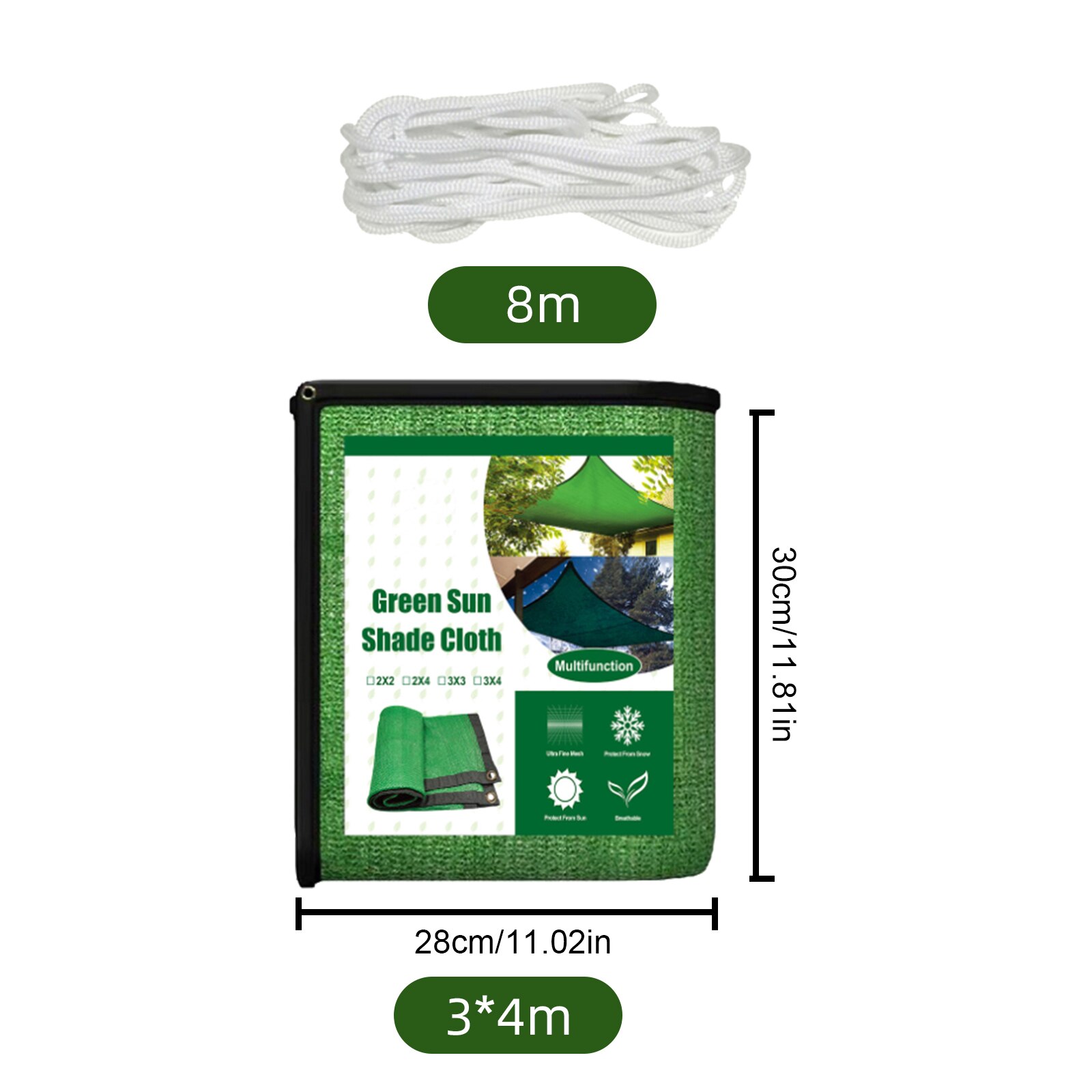 2x3m 3x4m Canopy Awning for Patio Garden Anti-UV Screen Plant Greenhouse Cover Sunblock Shading Cloth Net Sun Shade Sail: Green 3x4m