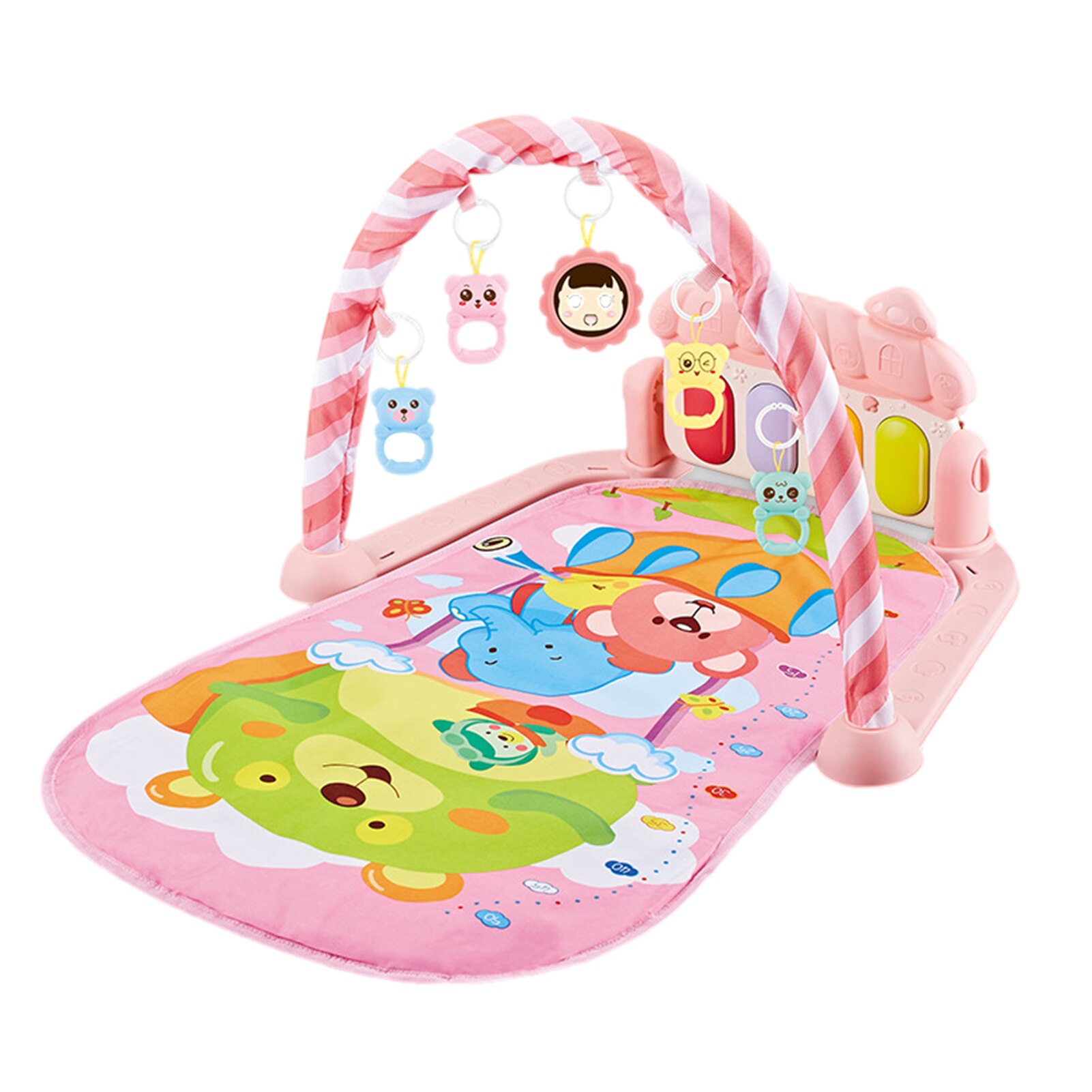 Musical Baby Play Mat Interesting Play Piano Activity Gym With Hanging Toys For Children 0-3 Years: Pink