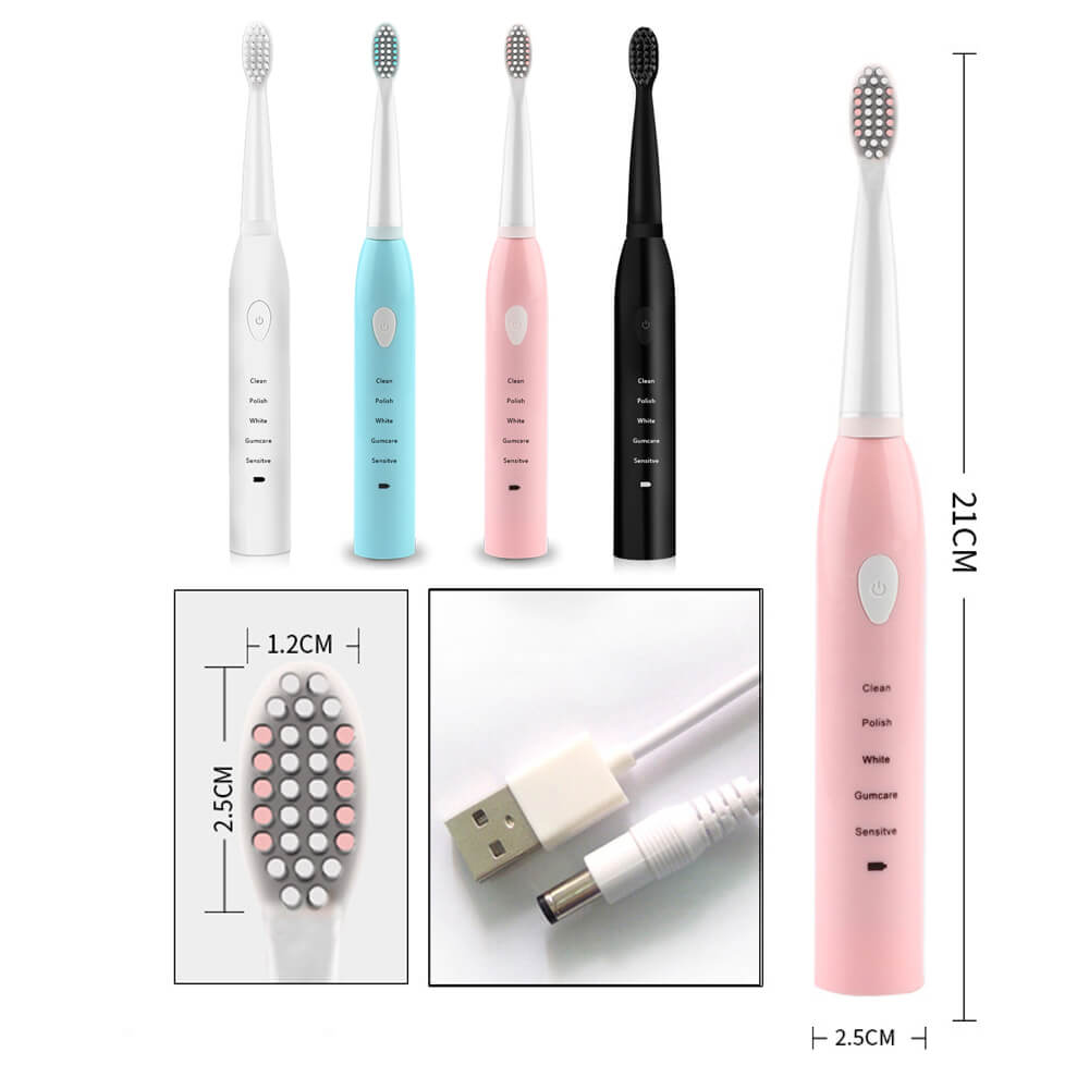 Ultrasonic Electric Toothbrush Rechargeable Dental Scaler Tooth Calculus Cleaner Portable Remover Stains Dentist Brush Heads Box