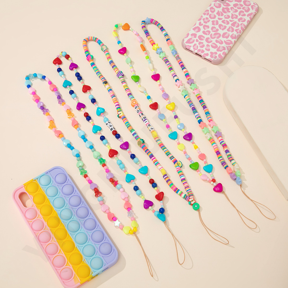 Kleurrijke Acryl Kraal Lange Mobiele Telefoon Keten Mobiele Telefoon Strap Anti-Verloren Lanyard Voor Vrouwen Zomer Sieraden Telefoon Accessoires