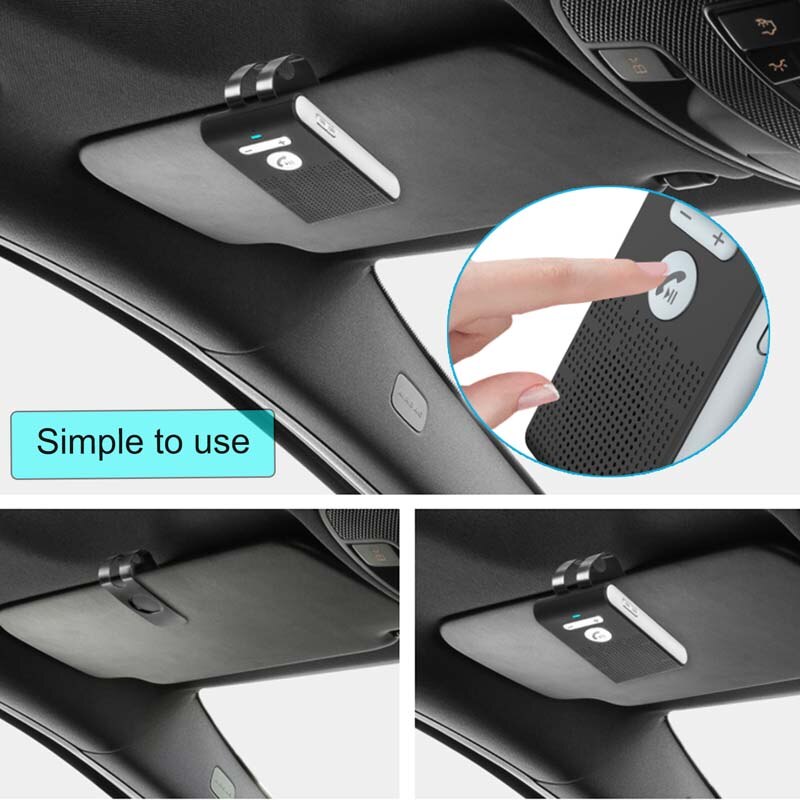 JINSERTA Bluetooth Handsfree Siri Car Kit Wireless Auto Speakerphone Sun Visor Speaker for Car Phone Hands Free Adapter In-Car