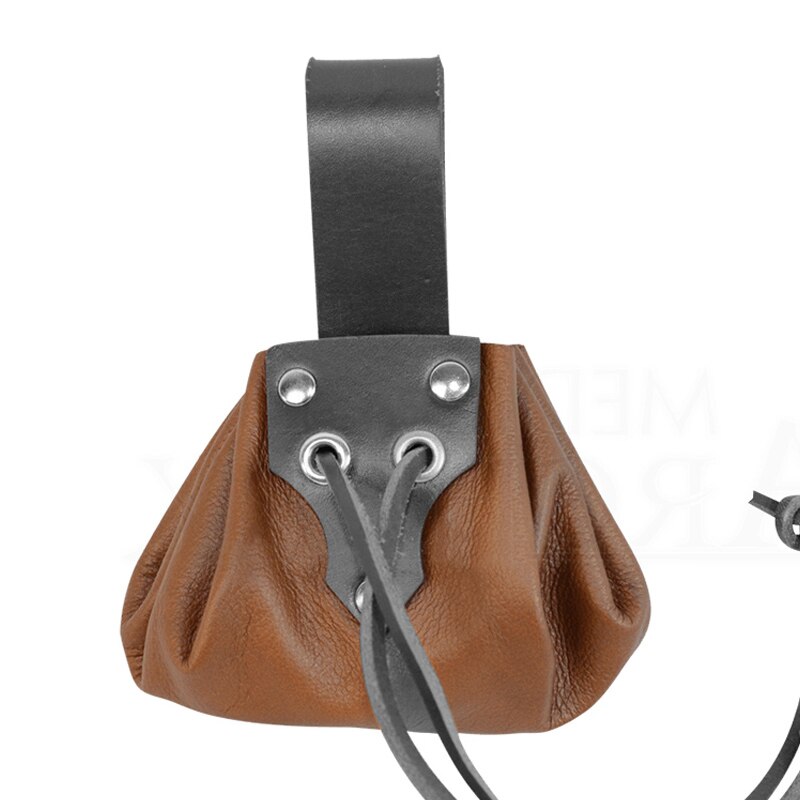 Monedero de cuero con cordón para hombre y mujer, cartera Vintage Medieval con Larp, accesorios de disfraces de pirata vikingos celtas, monedero con cinturón