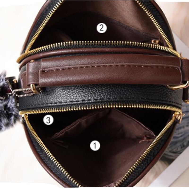 Brand Effen Kleur Vrouwen Shell Tas Draagbare Schoudertas Mode Pu Lederen Elegante Vrouwelijke Tas Met Grijs Haar bal