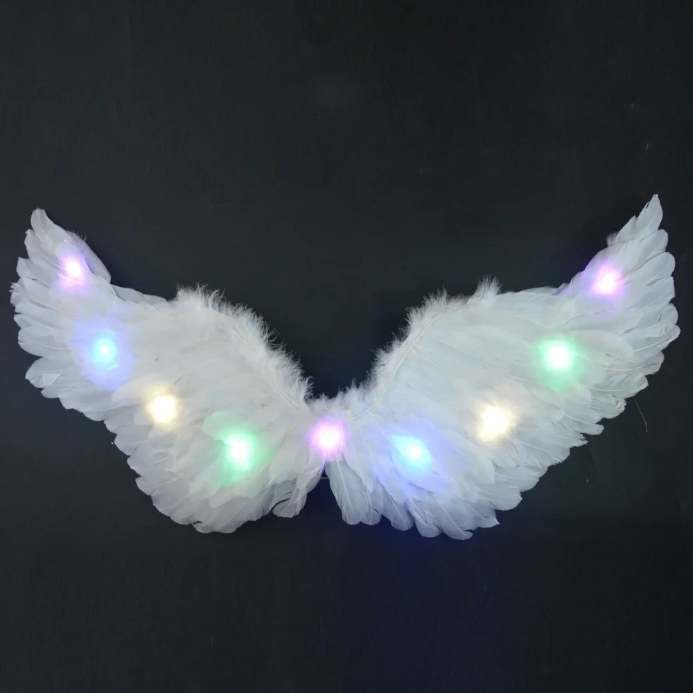 Princess Women Kids LED Glow Light Angel Feather Wing Fairy Girls Props Party Costume Wedding Decoration Christmas Halloween