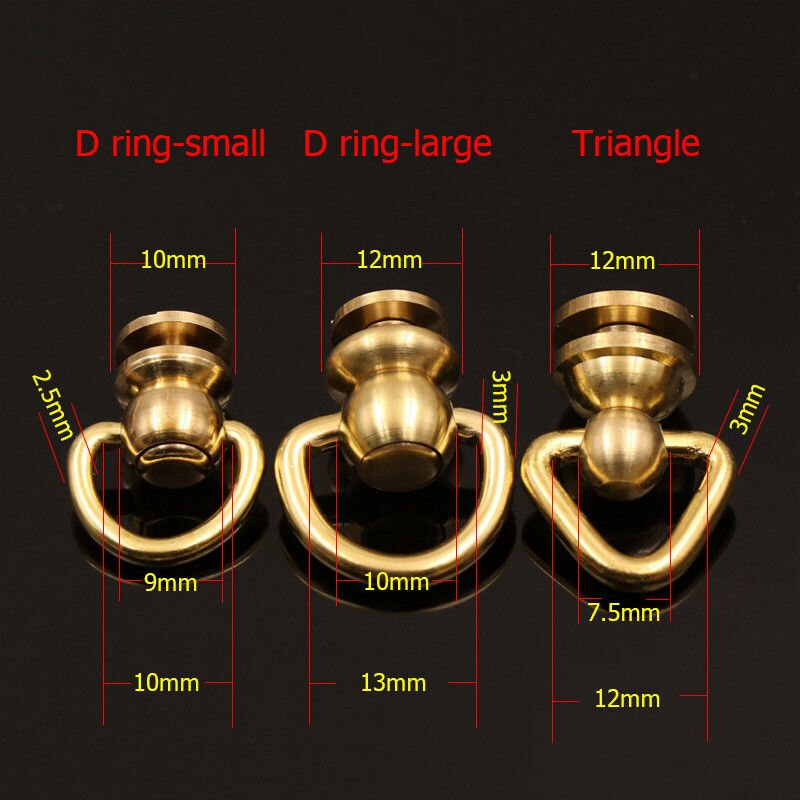 Rivets avec anneau en laiton, goujons de poteau, Rivet avec anneau en D, dos de vis à tête ronde, taches de clou pivotantes à 360 points, artisanat du cuir bricolage-même