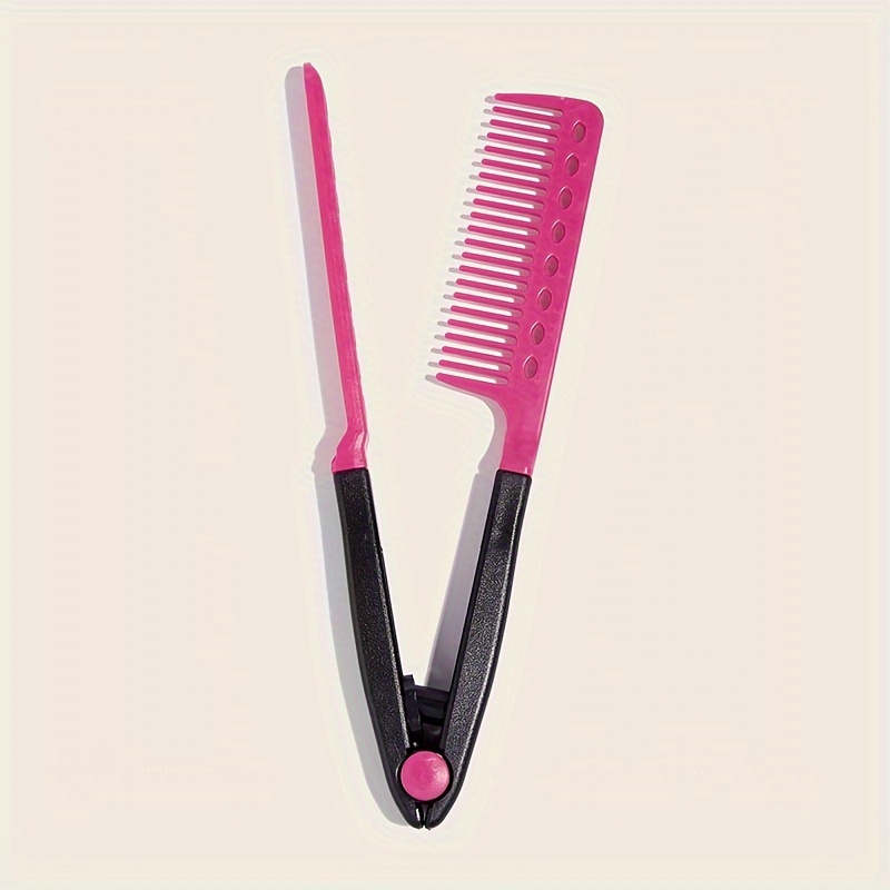 1 peine de pelo liso en forma de V, alisador de pelo DIY, herramientas de belleza y cabello, peine de peluquería de salón: Rosa