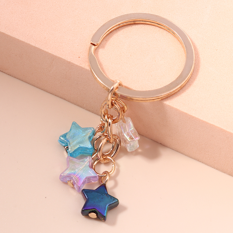 Bonito llavero esmaltado con forma de estrella y lentejuelas, dijes para mujer y niña, llavero con colgantes, llavero de coche, bolso, decoración, de joyería: YELLOW