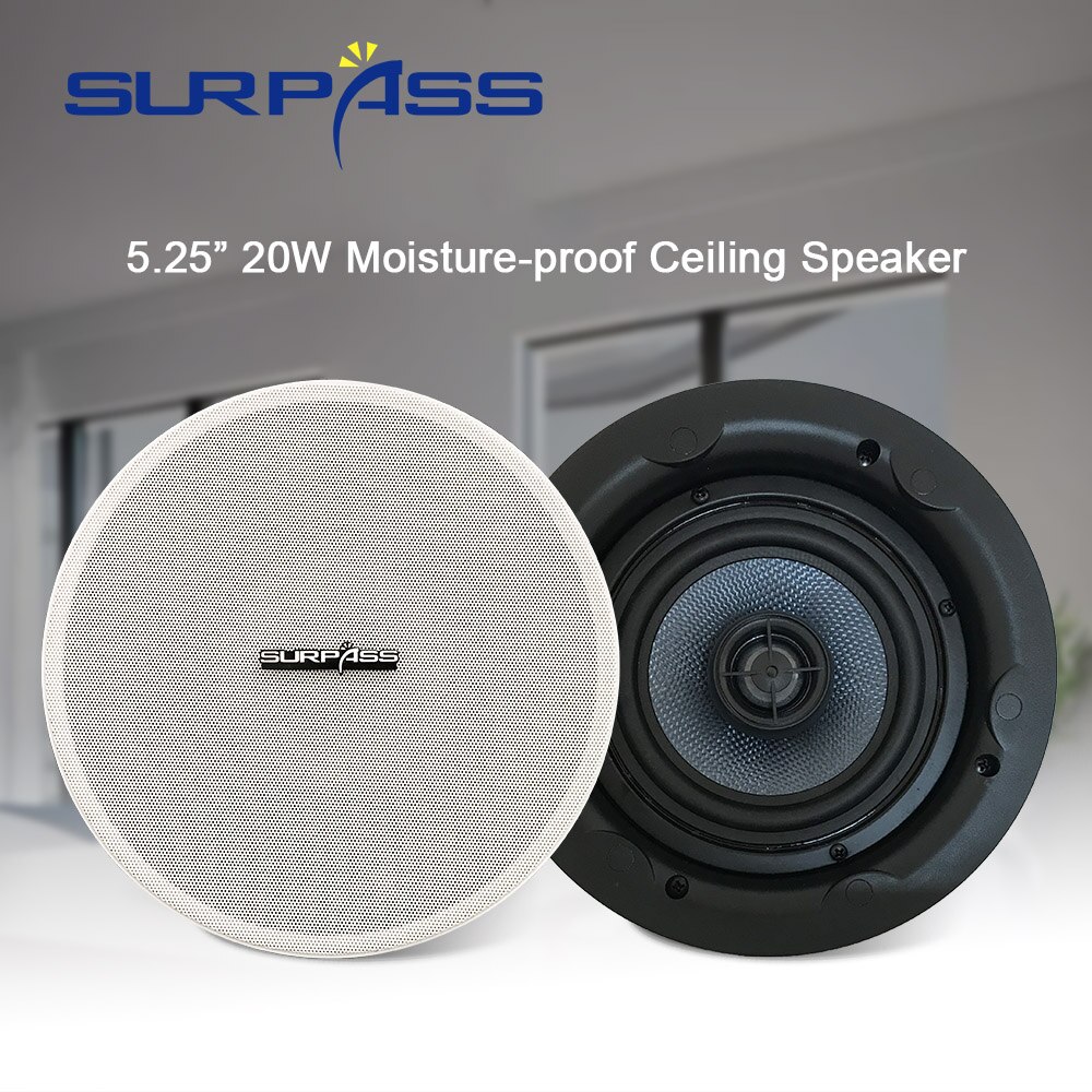 Home Audio PA System Ceiling Speaker 25W HiFi Stereo Sound Subwoofer Background Music Loudspeaker 5.25'' White In Wall Speakers