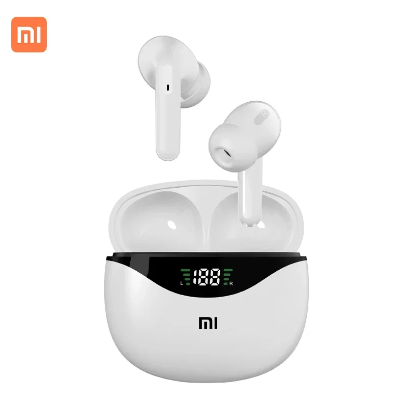 Xiaomi Bluetooth-hoofdtelefoon Draadloze koptelefoon Sport Waterdichte 9D-stereoheadsets met microfoon LED-display Oordopjes met lage latentie: WHITE