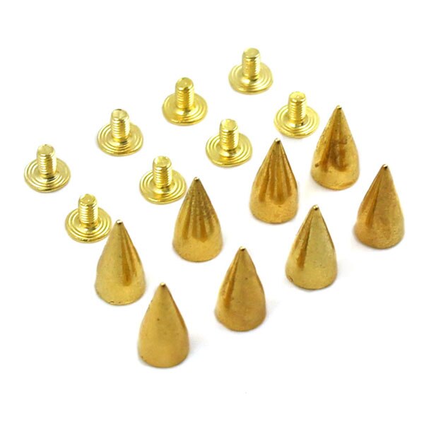 100 st 7 x 14mm blandade spikar metallkon nitar för läder pank nitar och spikar på kläder gör det själv bälte/väskor läderhantverksdekoration: Guld-