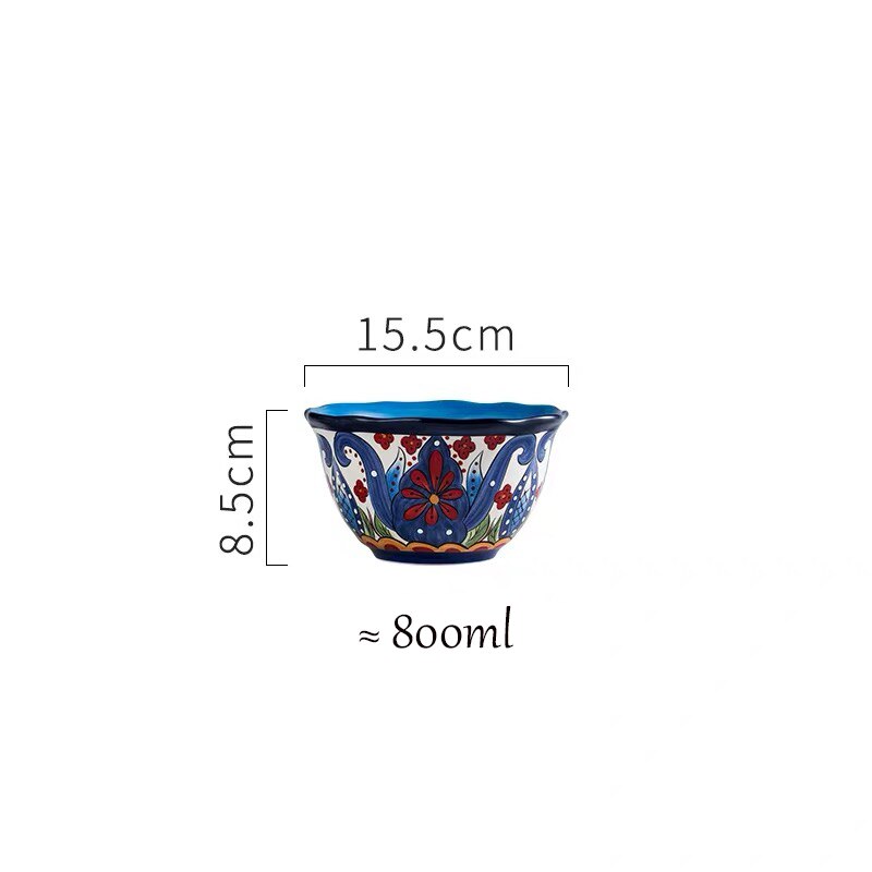 Bohemia Style Ceramic Dinner Plate Set Steak Salad Sushi Fish Plate Soup Rice Bowl Milk Coffee Mug Cup: 6inch bowl
