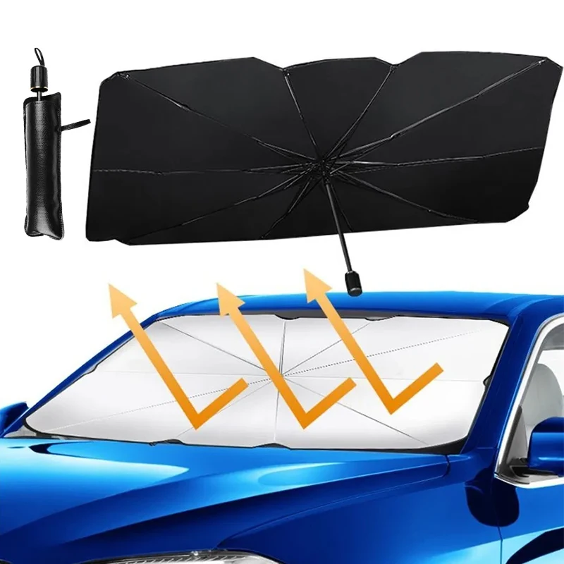 Bil solskærm paraply solskærm beskytter frontparasol sommersol interiør forrude beskyttelse tilbehør auto solskærmning