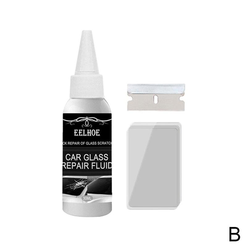 Rellenos Adhesivos para coche, herramienta de reparación de parabrisas, bricolaje, pegamento de curado para arañazos de cristal, Kit de reparación de Chips de grietas, 30ml: B