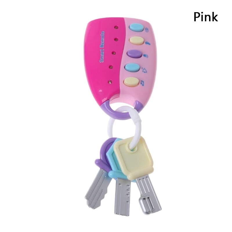 Coche Musical de juguete para bebé, juguete de llaves, control remoto inteligente, voces, juguete para juego de imitación, simulación de coche, llave, cerradura, juguete educativo: Rosa