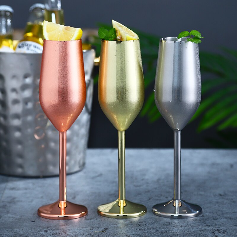 Rustfrit stål champagne kop vinglas cocktail glas metal vin glas bar restaurant bæger romantisk rødvin glas bedste pris