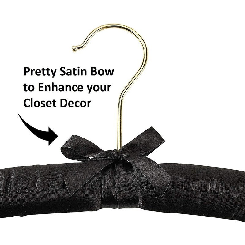 15Inch Large Satin Padded Hangers With Gold Hooks ,Silk Hanger For Wedding Dress Clothes,Coats,Suits,Blouse