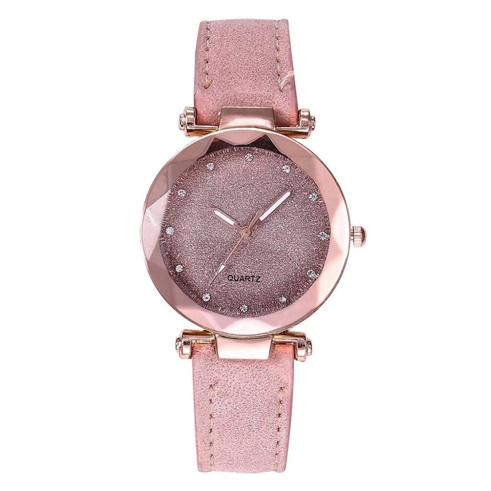 Reloj de pulsera con diamantes de imitación para Mujer, accesorio de lujo con cielo estrellado: Rosa