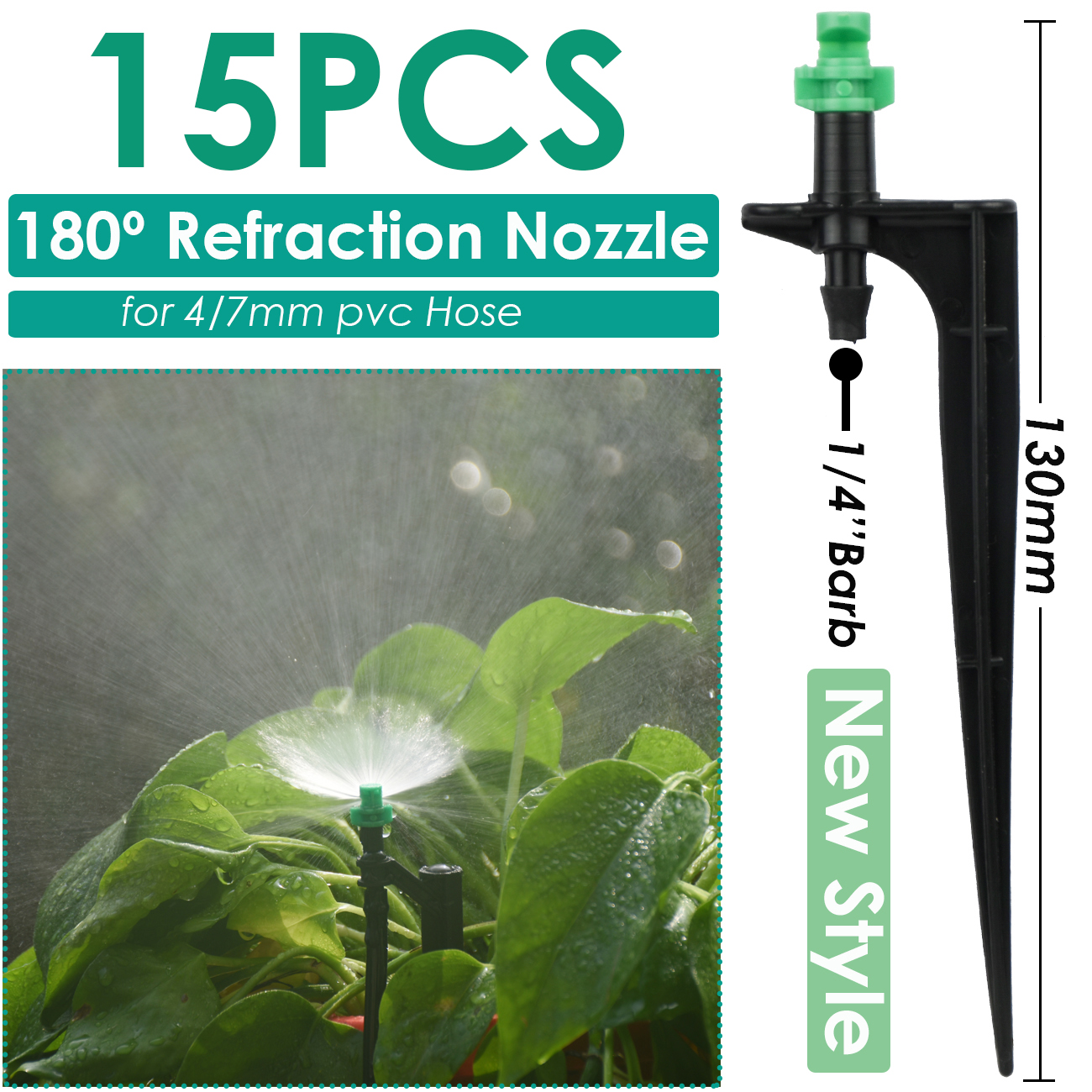 Kesla 15 Pcs Tuin Watering Druppelbuis Sprinkler Verneveling Nozzle Op Stake Druppelaar Invoegen Grond Fit 4/7 Mm slang Kas: YELLOW