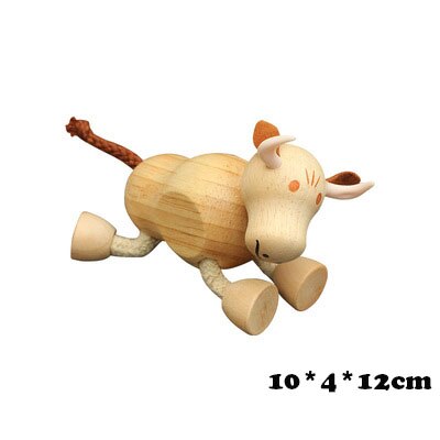 Bambini Del Fumetto Selvaggio Modelli Animali Giocattolo di legno/Legno Zoo Personaggi Leone Elefante Tigre Ippopotamo Coccodrillo Panda Regalo Di Compleanno: bull