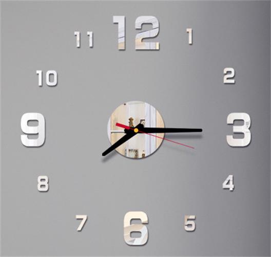 Unique Digital 3D Stereo Wall Clock Wall Sticker Modern Wall Clock Watch DIY Decorative Wall Clock Art Sticker Decal Home Decor: B-Silver