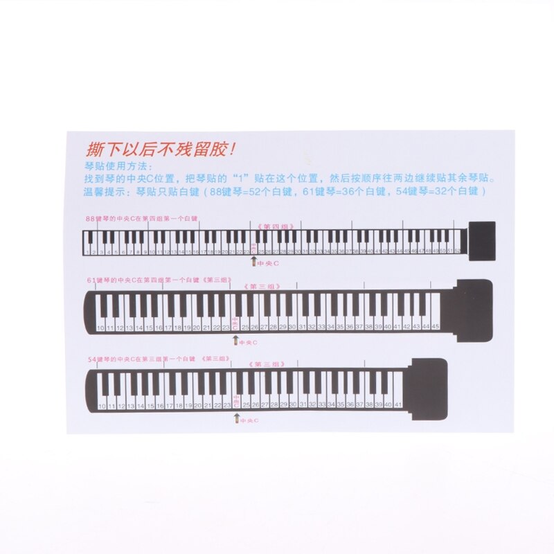 61 88 Keys Note Stickers Piano Electronic Keyboard Stave Sticker White Key Staff