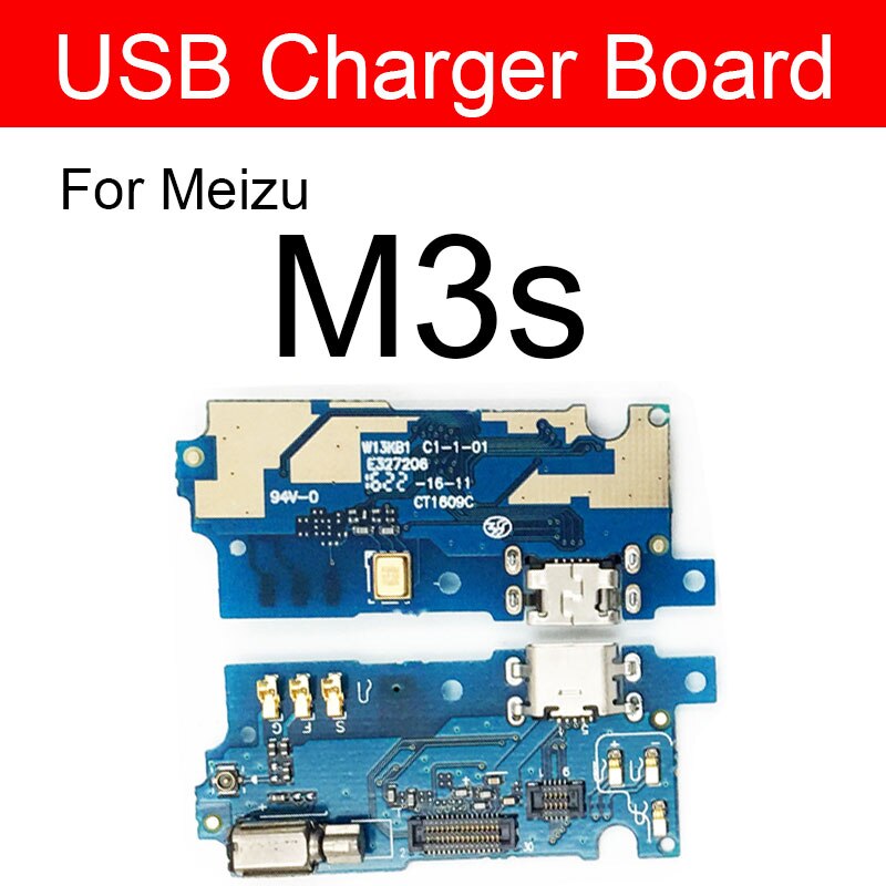 Usb-opladning oplader jack port board til meizu meilan  m1 m2 m3 m3s m5 m5s m6 s6 u10 u20 max note usb stik oplader board: M3s