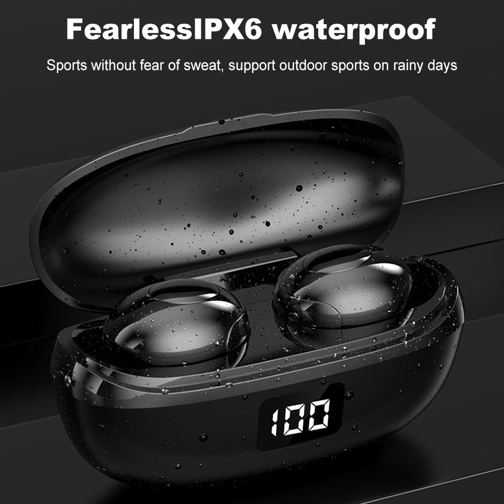 HKT-6 Tws Bluetooth Headset 9D Muziek Hoofdtelefoon Sport Waterdichte Oordopjes Werkt Op Alle Android Ios Smartphones Draadloze Koptelefoon